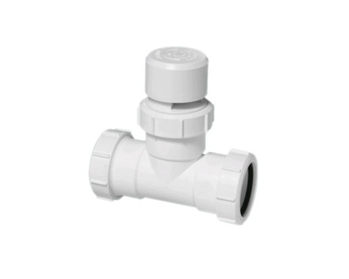 Тройник с вентиляционным клапаном компрессионный Ду=40ммхДу=40ммхДу=40мм; цвет-белый