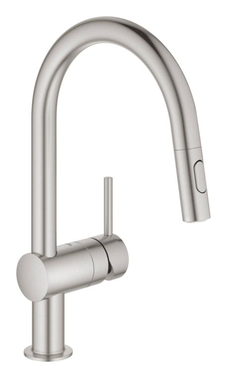 Смеситель для кухни GROHE Minta с выдвижным изливом суперсталь 32321DC2