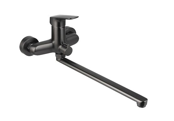 Смеситель для ванны с длинным изливом Aquanet Vega оружейная сталь AQ1042BGM