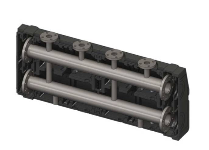 Коллектор HOGER на 2 контура DN100 в изоляции фланцевые отводы DN50 PN10 WG100502