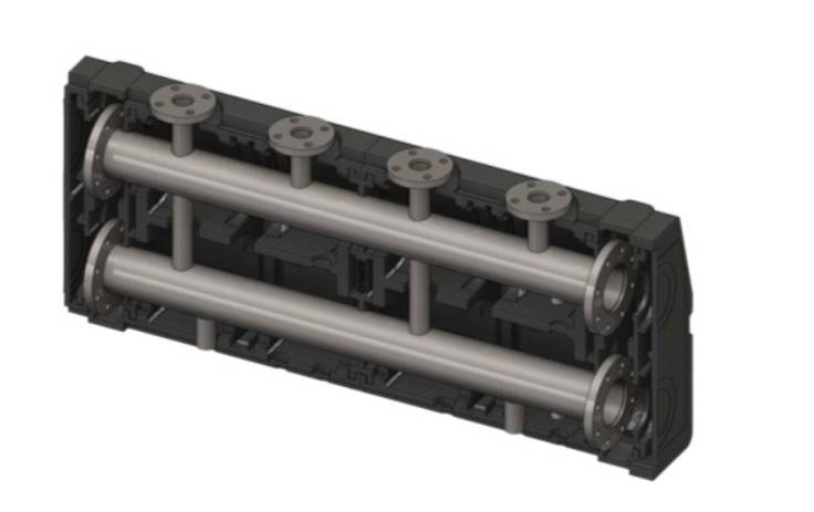 Коллектор HOGER на 3 контура DN100 в изоляции фланцевые отводы DN50 PN10 WG100503