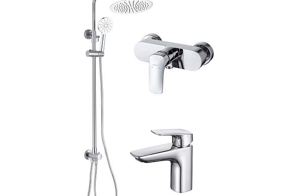 Набор смесителей 3 в 1 Aquanet Vega (AQ1010CR+AQ1060CR+AQ2046CR) хром AQ1036CR