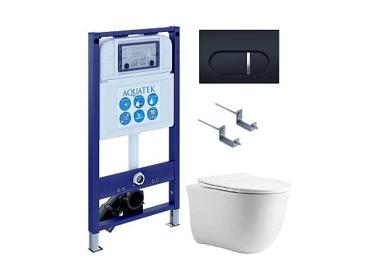 Инсталляция с унитазом AQUATEK АУРА (рама INS-0000025, крепеж KKI-0000002, унитаз AQ1805T-00) Set AQUATEK АУРА INS25