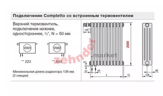 Радиатор стальной трубчатый Zehnder Charleston Completto 4200 16 секций нижнее подключение RAL 7021 C420016V001RAL7021