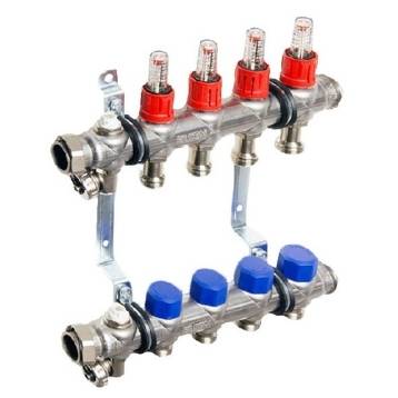 Коллекторная группа HOGERM 1 на 4 контура 3/4 с расходомерами и вентилями i0304