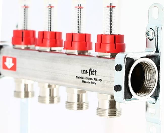 Коллекторная группа Uni-Fitt 450B 1 x 7 выходов 3/4 с расходомерами без концевиков 450B4307