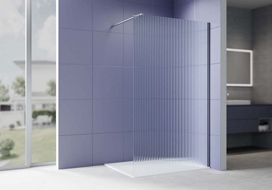 Душевая перегородка Aquanet Walk In 1400x2000 мм профиль оружейная сталь стекло прозрачное рифленое 8 мм AQ.WI.140.2GM