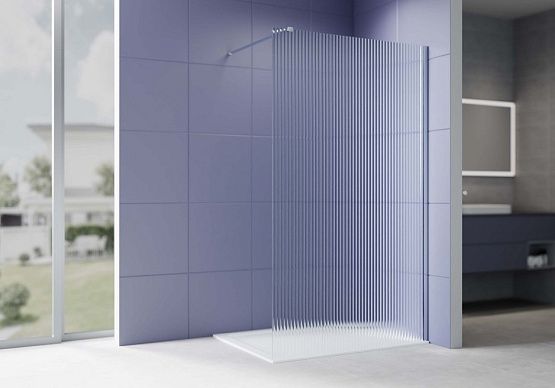 Душевая перегородка Aquanet Walk In 1400x2000 мм профиль хром стекло прозрачное рифленое 8 мм AQ.WI.140.2CH