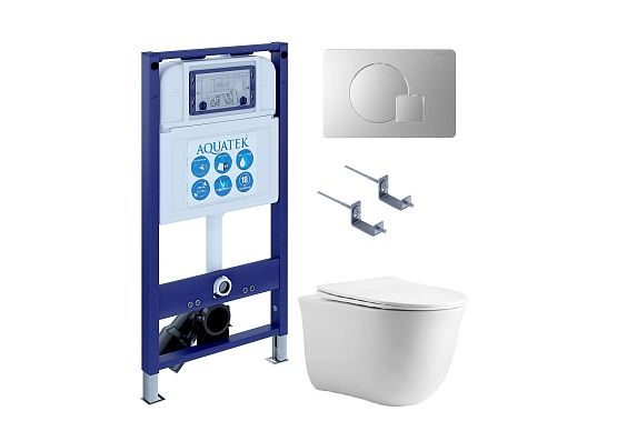 Комплект инсталляция AQUATEK INS-0000025 с унитазом Serel Smart с тонким сиденьем микролифт