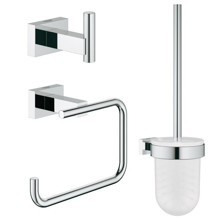 Набор аксессуаров 3 в 1 GROHE Essentials Cube (ершик, держатель бумаги, крючок) хром 40757001