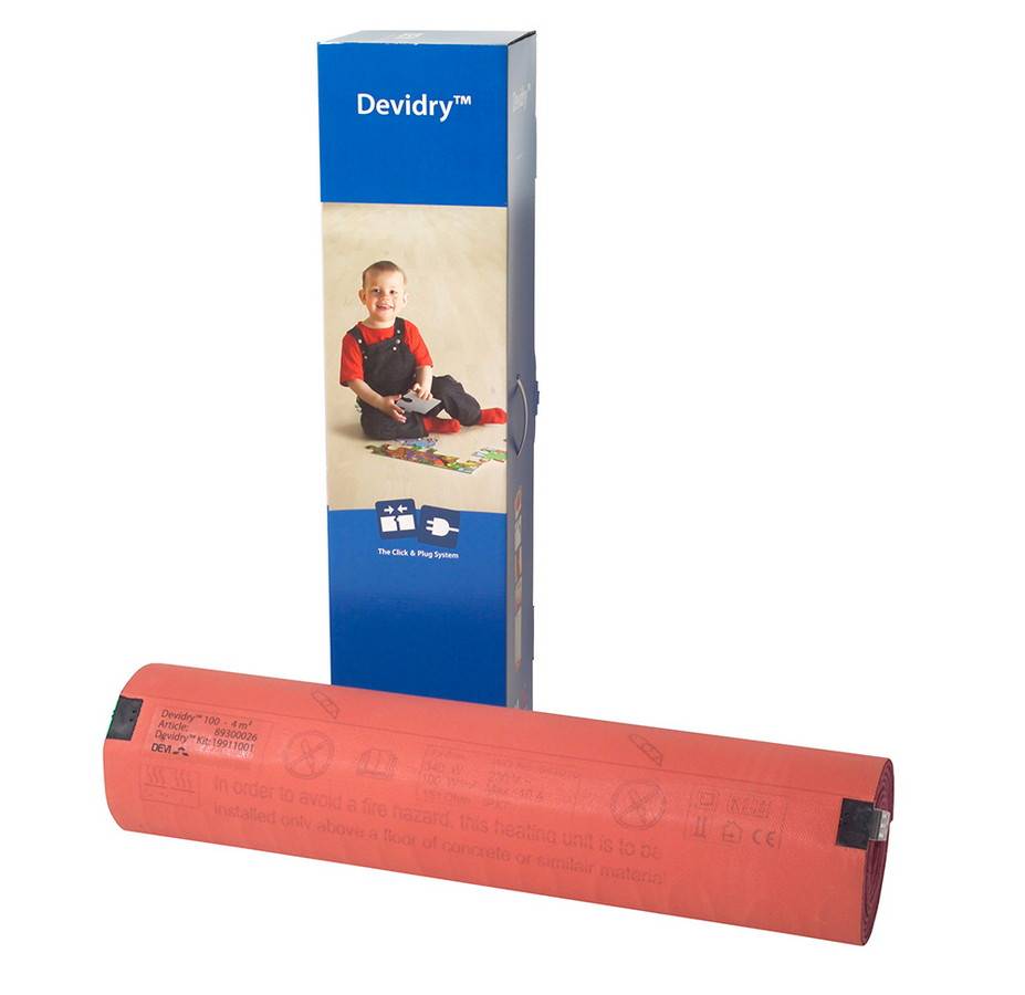 Нагревательный мат DEVI Devidry 100 для сухой установки 1 кв. м 89300020