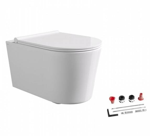 Унитаз подвесной безободковый Alice Form 350х500 мм Aliglaze с сиденьем белый глянцевый 22300101SET