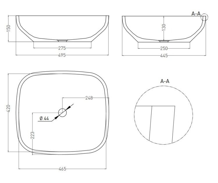 Раковина накладная Salini Gloria 08 495x445x150 мм белый 1102108G