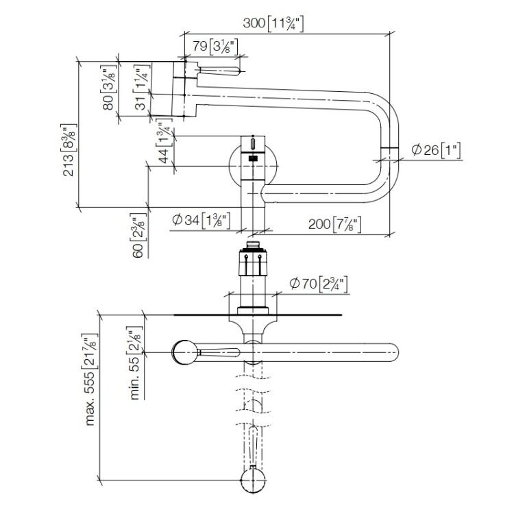Кран для кастрюль Dornbracht Vaia POT FILLER настенный хром сатинированный 30805809-93