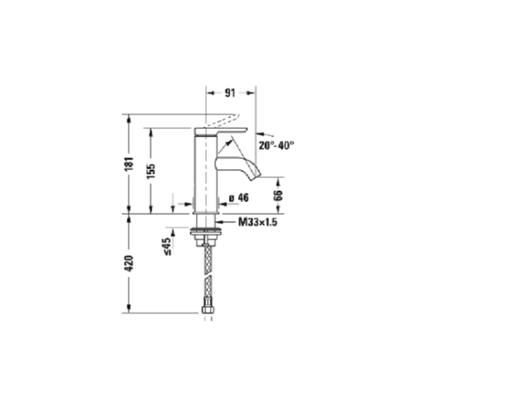 Смеситель для раковины Duravit C.1 S черный матовый C11010002046