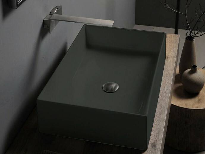 Раковина накладная Scarabeo Teorema 2.0 60x40 см без отверстия для смесителя Ardesia BIOKER 5101/49BK