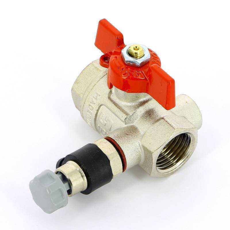 Кран шаровой Uni-Fitt ВВ с дренажным вентилем и заглушкой бабочка 1/2 115T2000