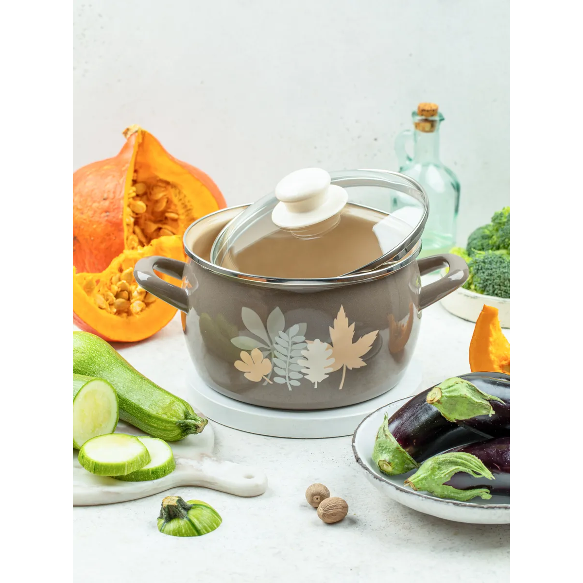 Кастрюля эмалированная Metrot Осенняя соната 3.3 л 141344