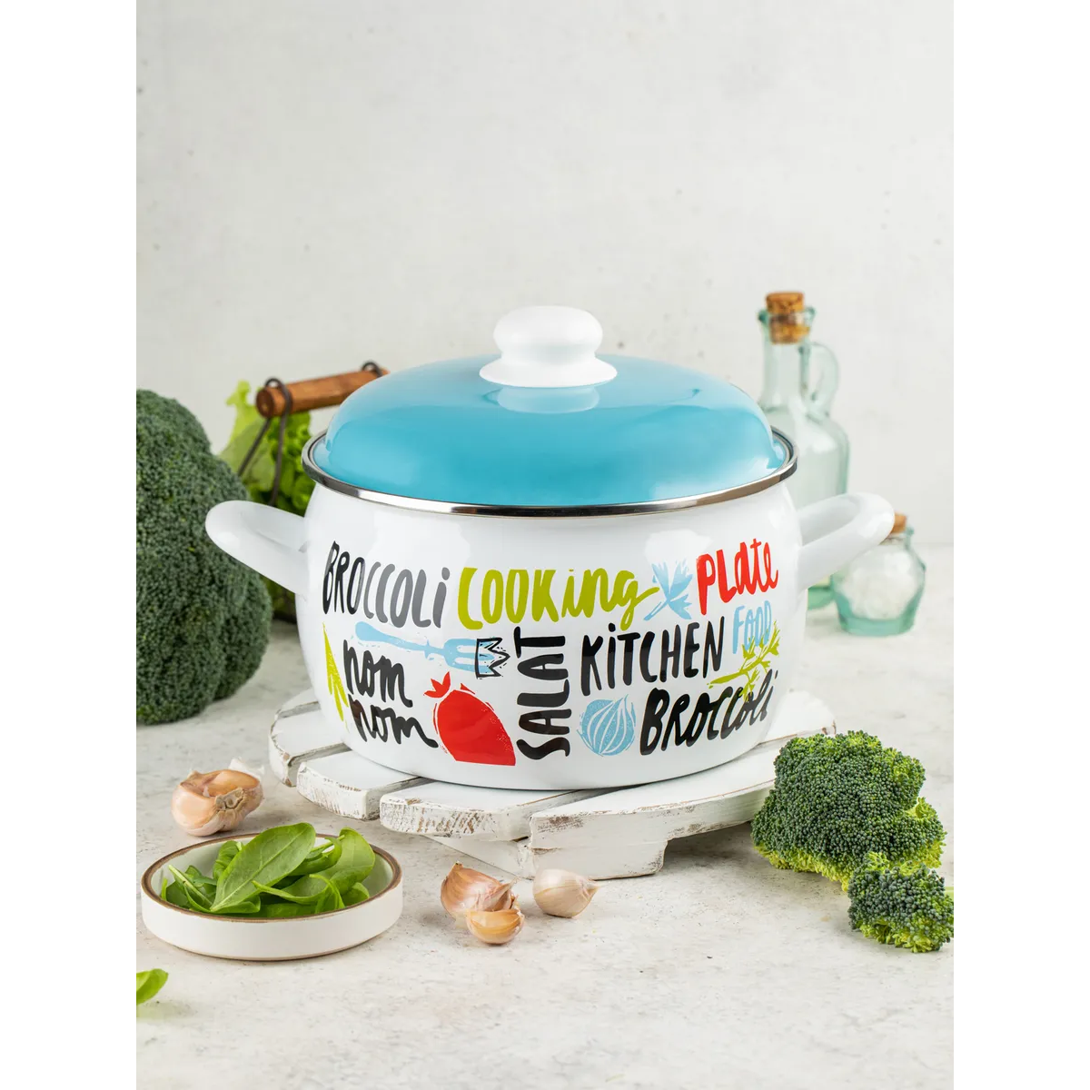 Кастрюля эмалированная Metrot Брокколи 4 л 7348