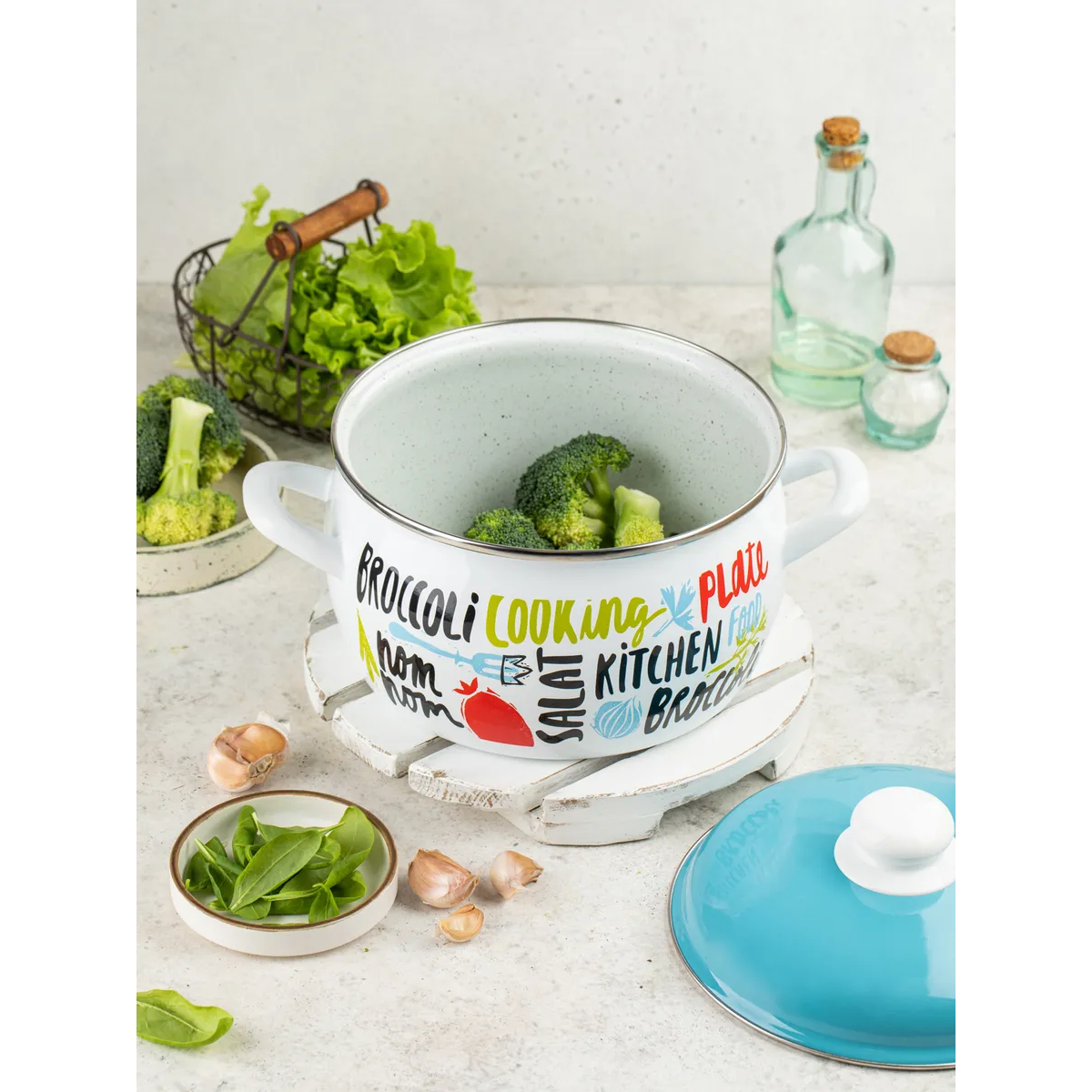 Кастрюля эмалированная Metrot Брокколи 4 л 7348