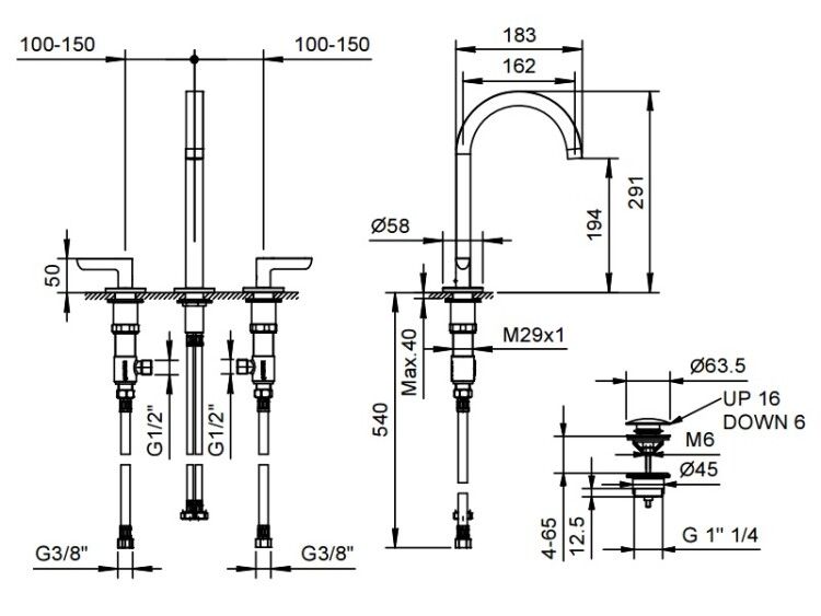 Смеситель для раковины Fantini Icona Deco 291 мм Matt Copper PVD 53P9R107