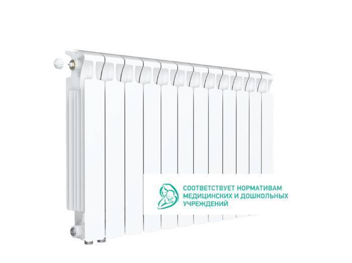 Радиатор биметаллический Rifar Monolit Ventil 500 12 секций нижнее левое подключение белый RMV50012L