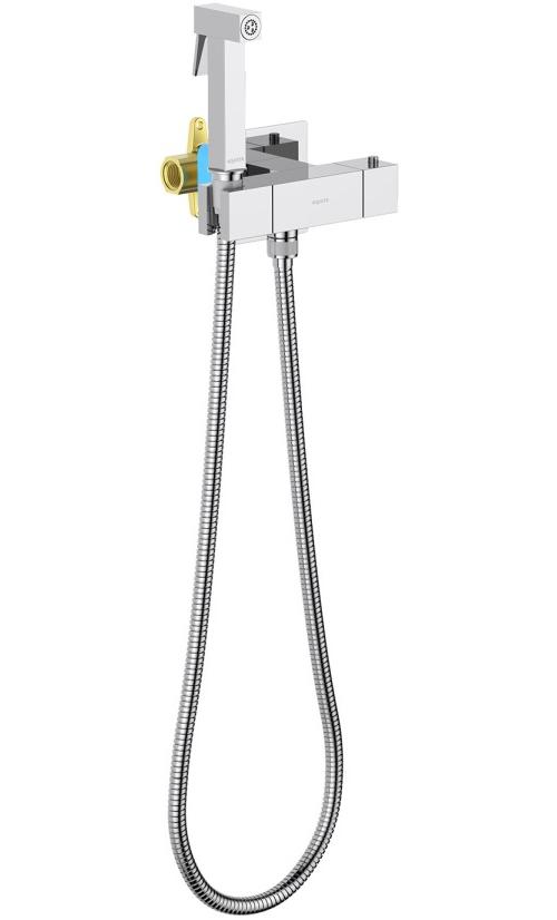 Комплект для гигиенического душа термостатический встроенный Aquanet Libra смеситель, лейка, шланг, хром AQ1028CR