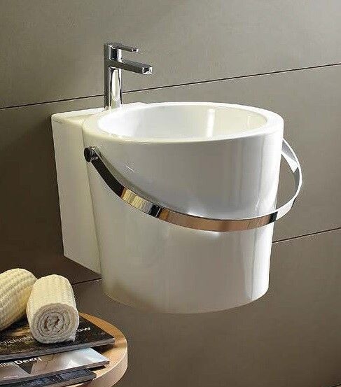 Раковина подвесная/накладная Scarabeo Bucket 405x540x350 мм с полотенцедержателем цвет белый/хром 8804CR