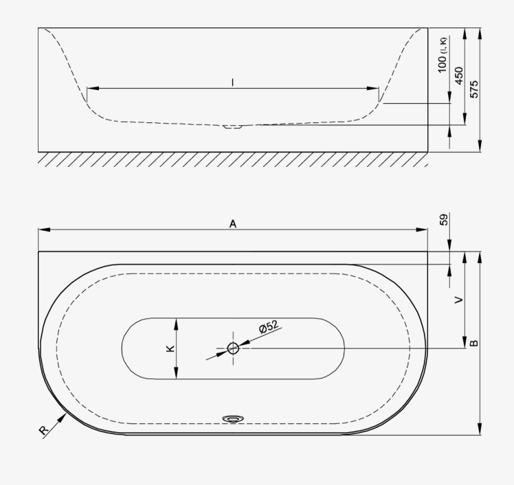 Ванна Bette BetteLux Oval I Silhouette 1700x800x450 мм пристенная белая 3415-000CWVVS