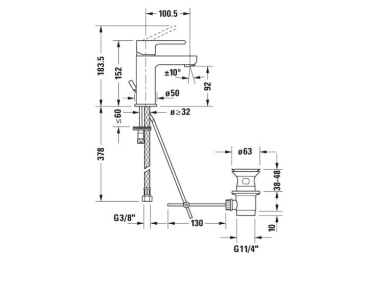 Смеситель для раковины Duravit B.2 хром B21010001010
