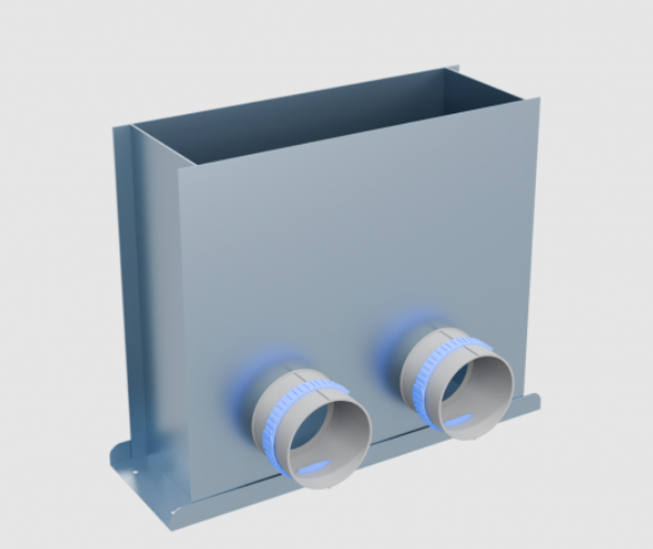 Пленум напольный Flexag 400x100 мм на 2 выхода 75 мм FL-PFP-400x100/75x2