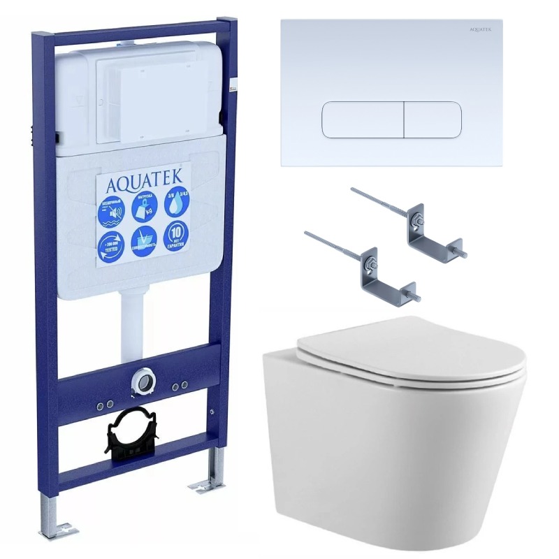 Комплект инсталляции AQUATEK ВЕГА cmp-013 рама INS-0000012 кнопка KDI-0000013 унитаз AQ1904-00 cmp-013