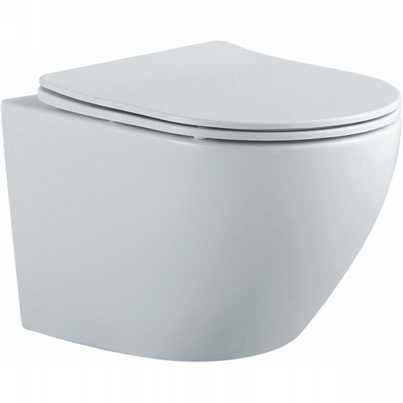 Унитаз подвесной безободковый Aquatek Европа 525х360х320 мм с сиденьем микролифт матовый белый AQ1901-MW