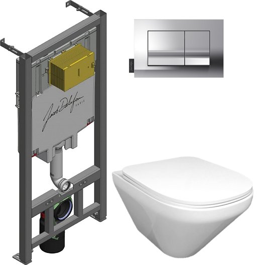 Унитаз с инсталляцией Jacob Delafon Modern Life сиденье микролифт клавиша хром E21773RU-00