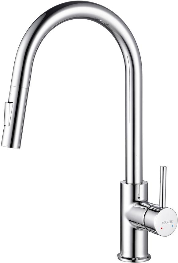 Смеситель для кухни Aquanet Европа с вытяжным изливом 2 jet хром AQ1384CR