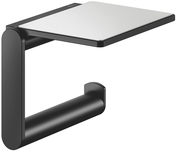 Держатель для туалетной бумаги KEUCO PLAN с полочкой без крышки черный матовый 14973370000