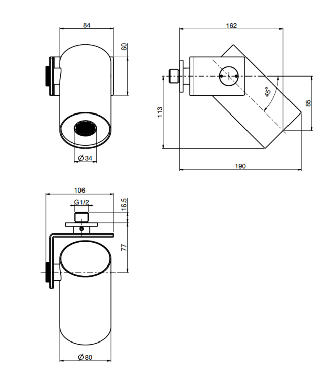Верхний душ FIMA Carlo Frattini Showerhead 80x80 мм настенный ламинарная струя золото брашированное F5920OS