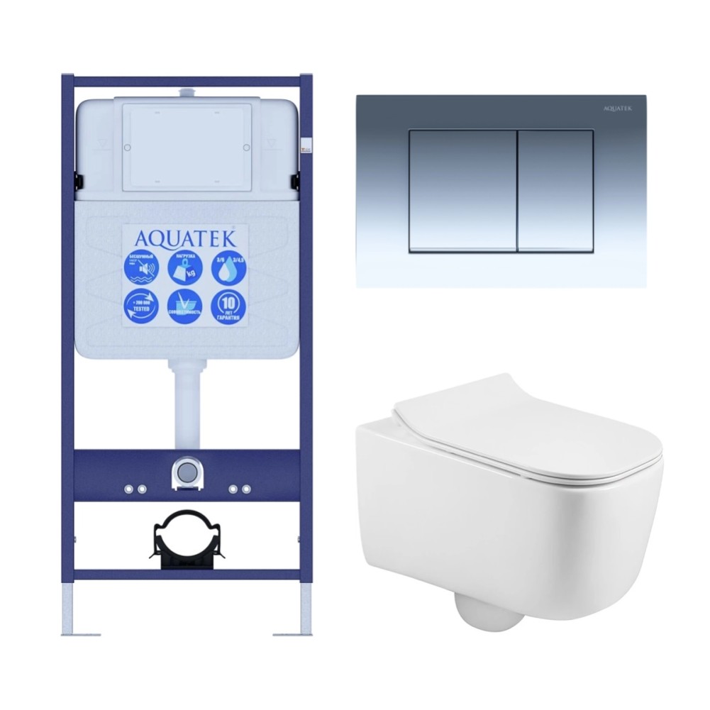 Комплект инсталляции 4 в 1 Aquatek Лугано-010 рама Standard INS-0000012 и унитаз AQ2002-00 ЛУГАНО 4в1