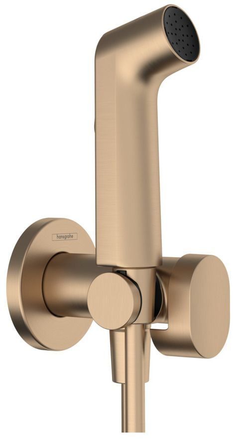 Гигиенический душ hansgrohe Bidette 1jet S внешняя часть со шлангом и держателем шлифованная бронза 29232140