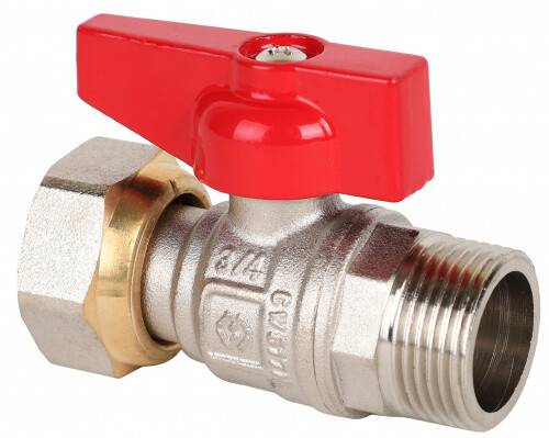 Кран шаровой Högert Premium прямой 3/4 НВ PN 25 бабочка с накидной гайкой BV53105