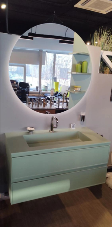 Комплект мебели, ARBI, тумба под раковину Decor столешница Plaza с интегрированной раковиной и донным клапаном зеркало Giotto, цвет-Verde Oliva Matt