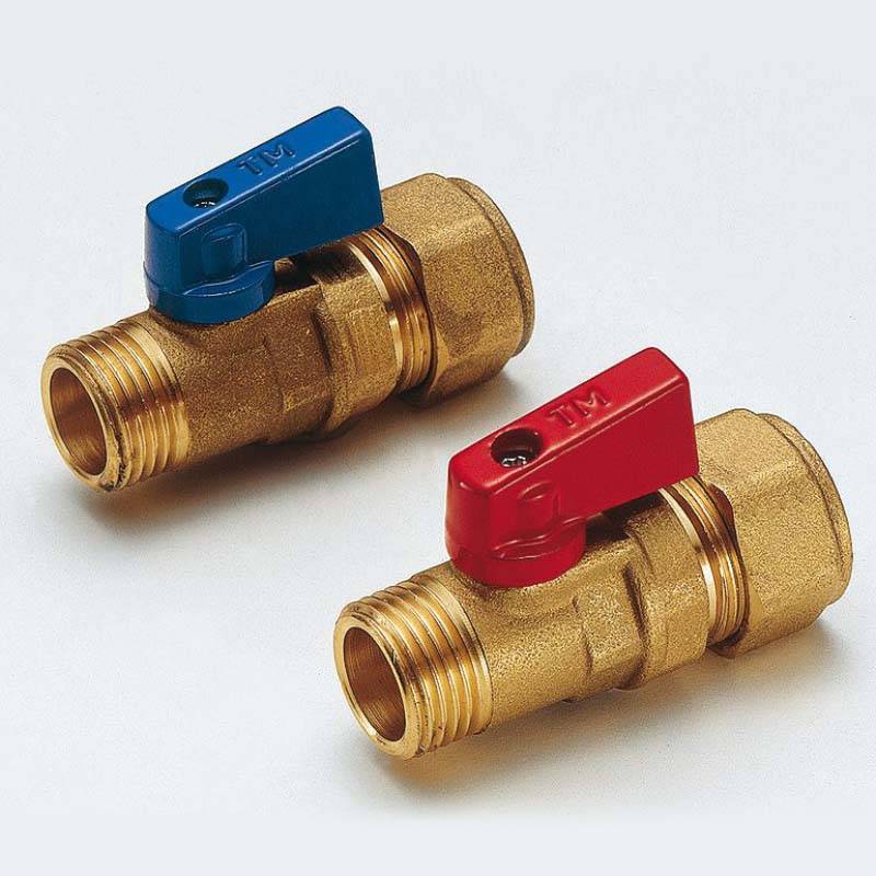 Кран шаровой мини Tiemme SMALL обжим-наружная резьба 16x1/2 синий 2940001