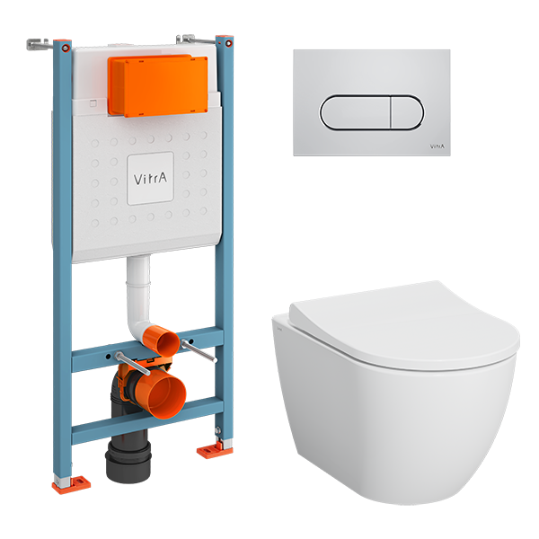 Комплект инсталляции с подвесным унитазом VitrA L-Box Mia Round хром глянцевый 9873B0037201