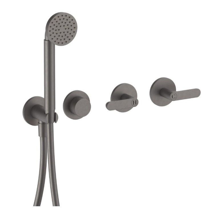 Смеситель для ванны и душа Fantini Icona Deco настенный Matt Gun Metal PVD 53P5R117B