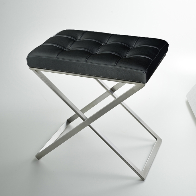 Стул 3SC Lino Lone со стежкой 500х360х500 мм черная кожа/никель LONECNX02