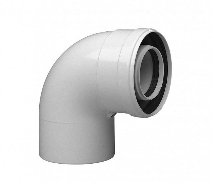 Уголок коаксиальный STOUT 90° 60/100 мм алюминий 3003200383