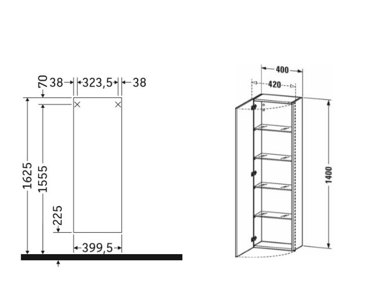 Шкаф-пенал Duravit DuraStyle 400x240x1400 мм подвесной петли слева белый глянцевый DS1218L2222