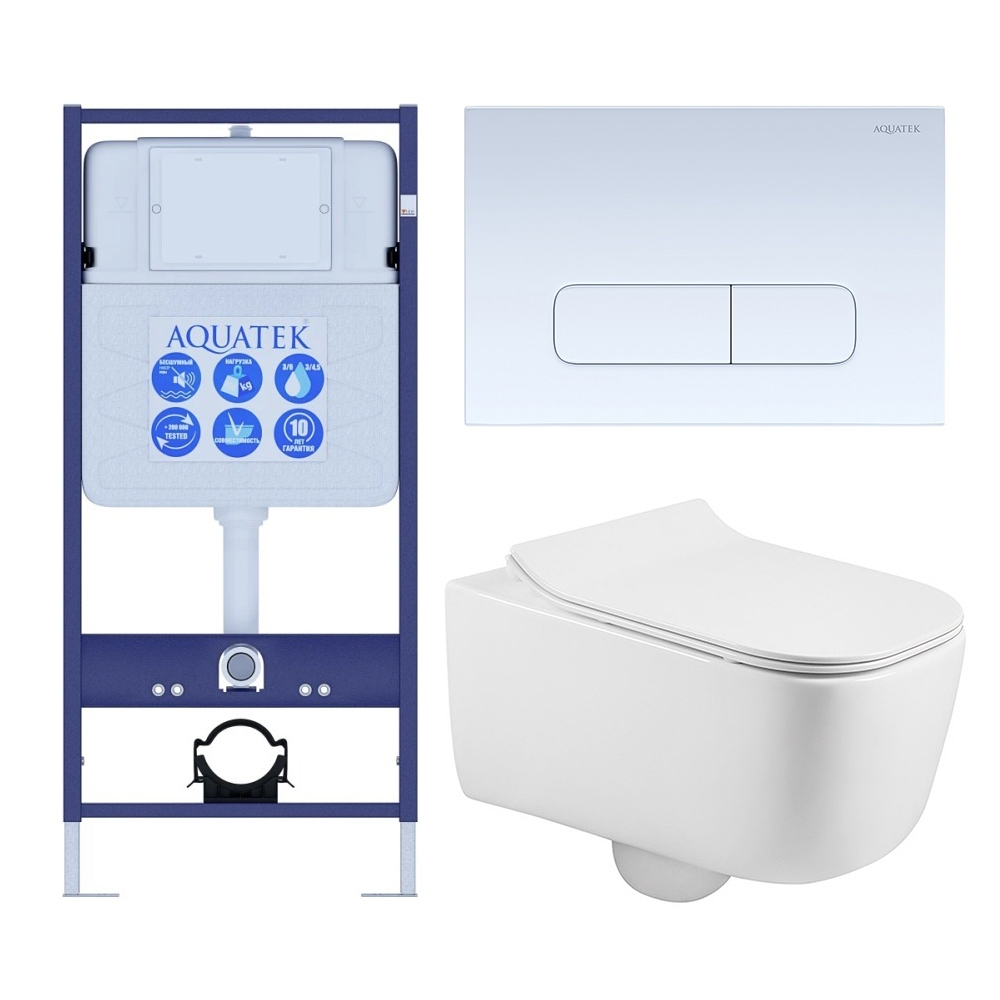 Комплект инсталляции 4 в 1 Aquatek Лугано-013 рама Standard INS-0000012 и унитаз AQ2002-00 ЛУГАНО-013 4в1