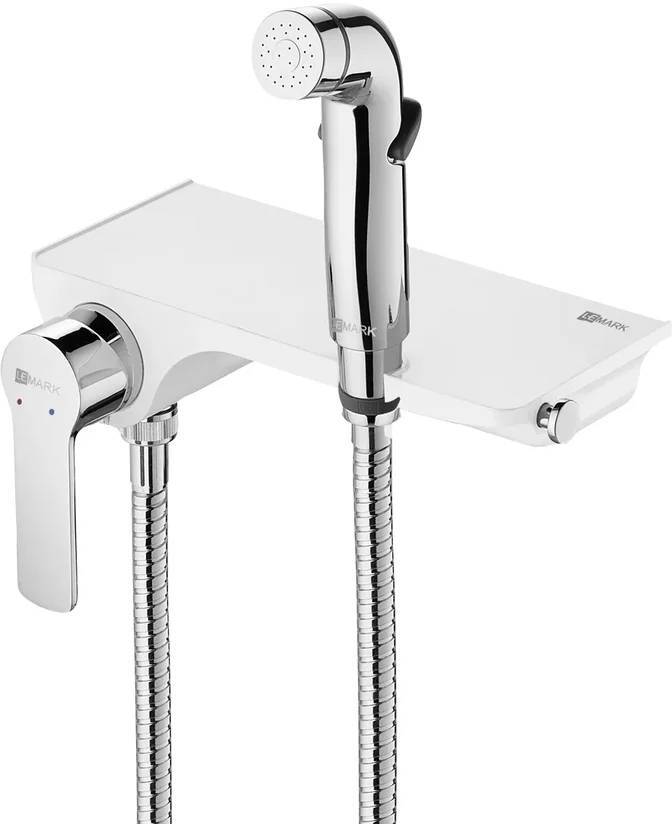 Смеситель для биде Lemark Solo настенный с гигиеническим душем белый LM7168CW