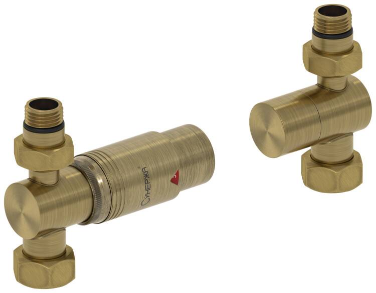 Терморегулятор автоматический Сунержа прямой G 1/2 x G 3/4 латунь состаренная 05114200000